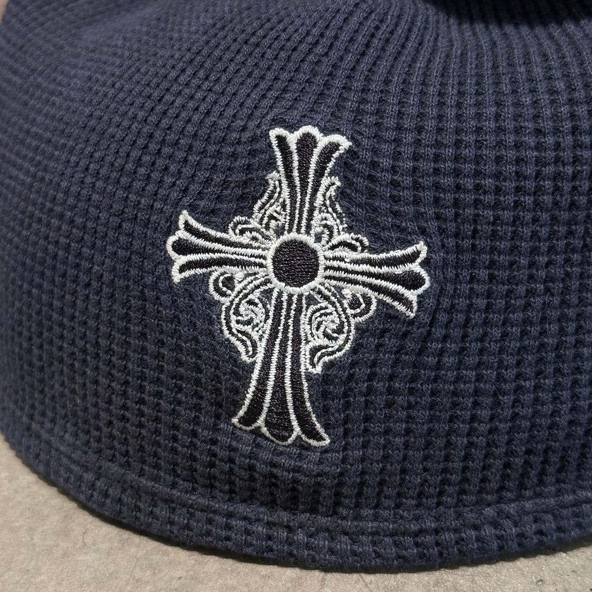 CHROME HEARTS FLORAL CROSS SKULL CAP BEANIE ‘BLACK’