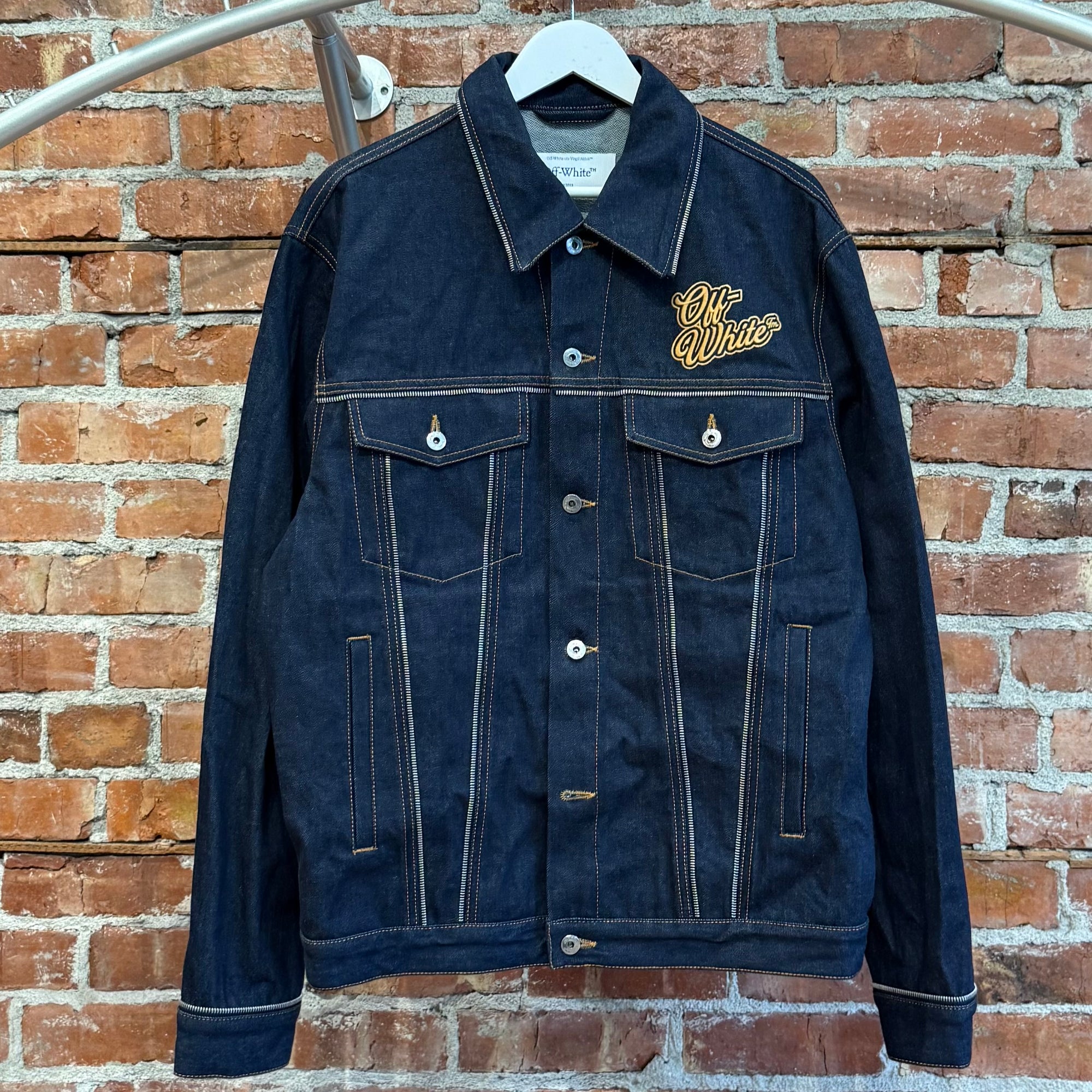 OFF-WHITE 90S SKATE LOGO DENIM TRUCKER JACKET ‘NAVY’