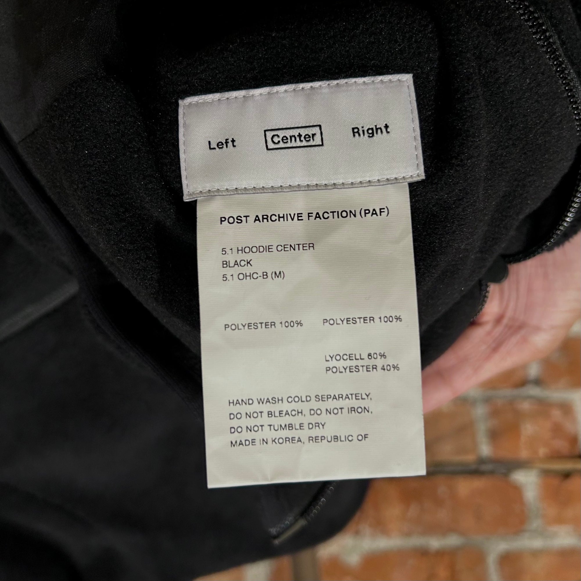 POST ARCHIVE FACTION 5.1 CENTER HOODIE ‘BLACK’