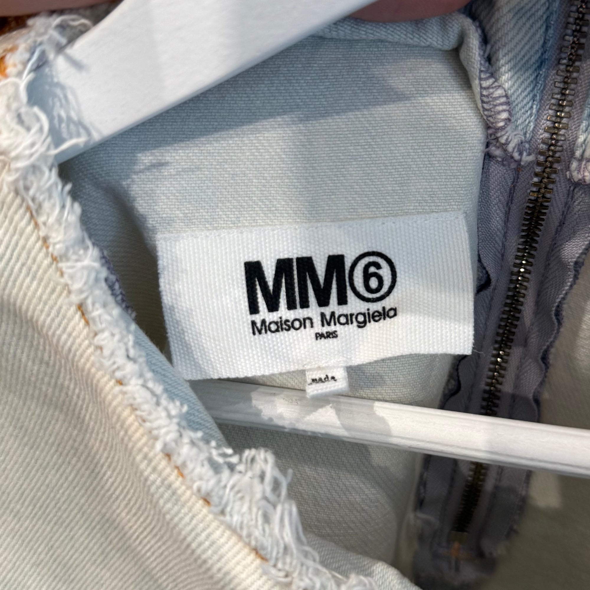 MAISON MARGIELA MM6 REVERSIBLE DISTRESSED DENIM TEE 'WHITE'