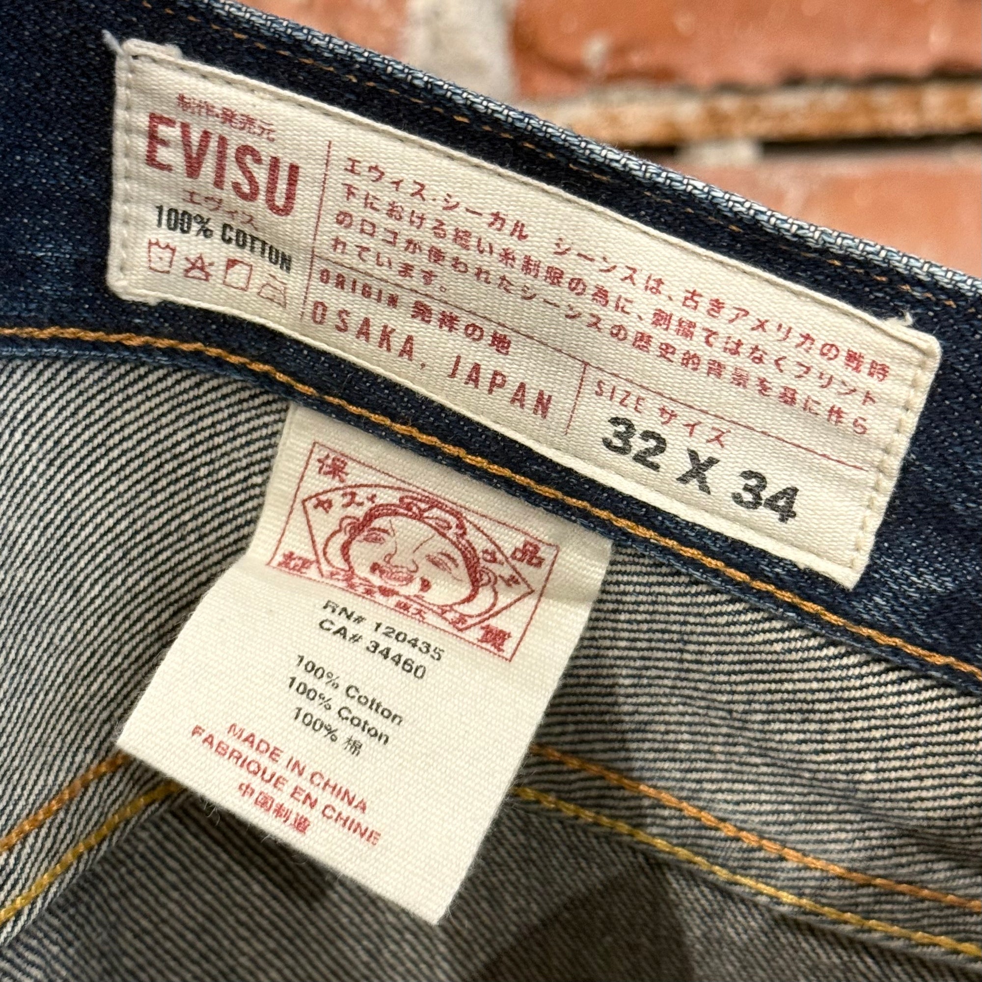 EVISU LOT 2010 13OZ SLIM STRAIGHT DENIM JEANS ‘FADED INDIGO/WHITE’