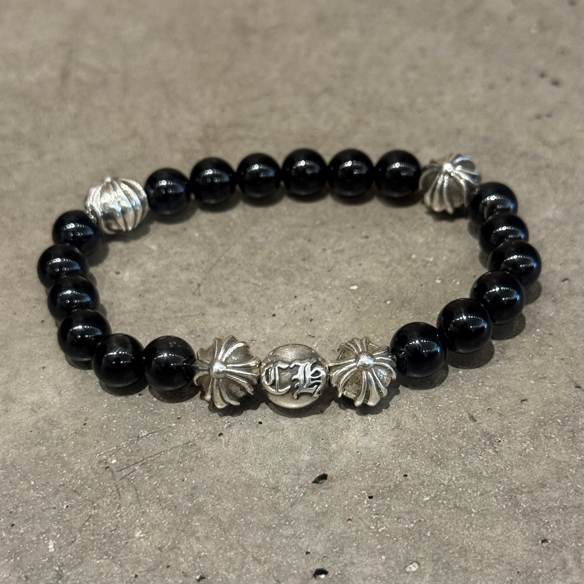 CHROME HEARTS 10MM OBSIDIAN 5-BEAD BRACELET ‘BLACK’
