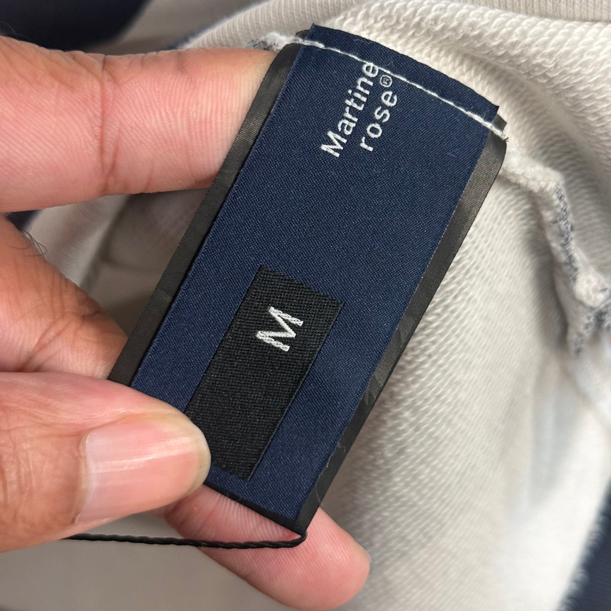 MARTINE ROSE EMBROIDERED QUARTER ZIP RUGBY ‘NAVY/WHITE’