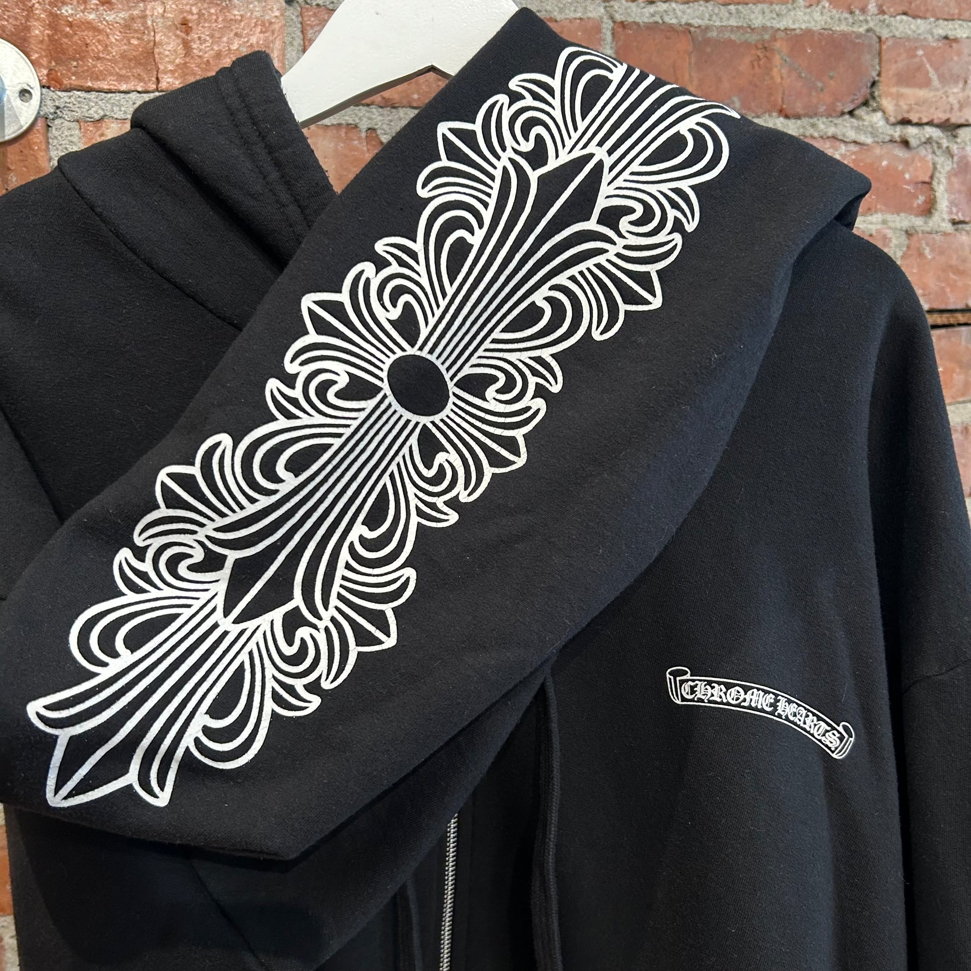 CHROME HEARTS DAGGER VINE EYE CHART ZIP HOODIE ‘BLACK’