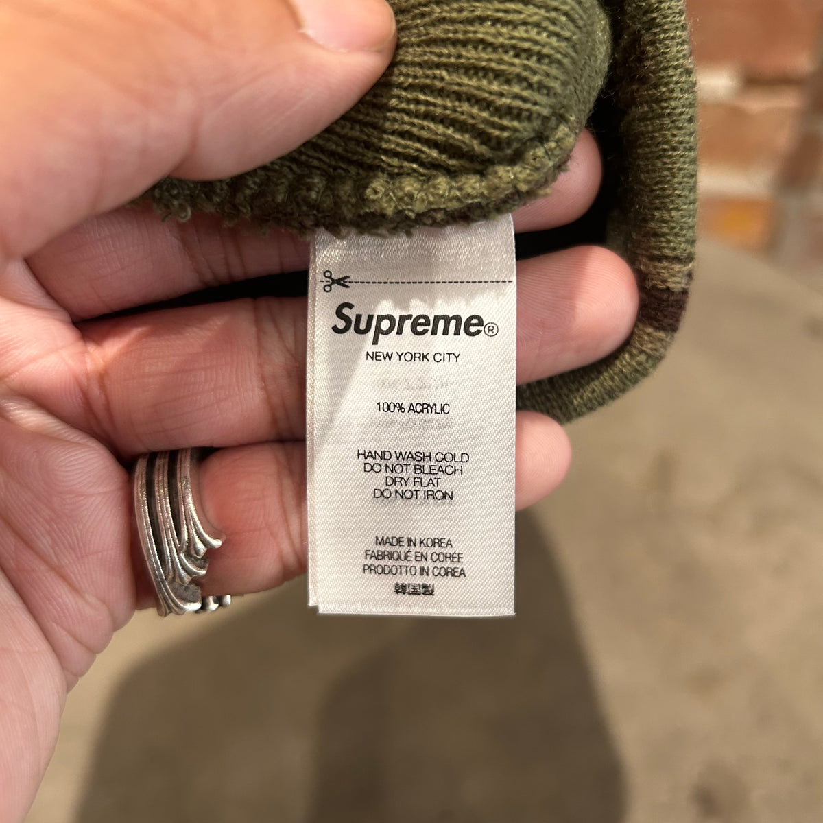 SUPREME FW25 ARABIC LOGO JACQUARD BEANIE ‘OLIVE’