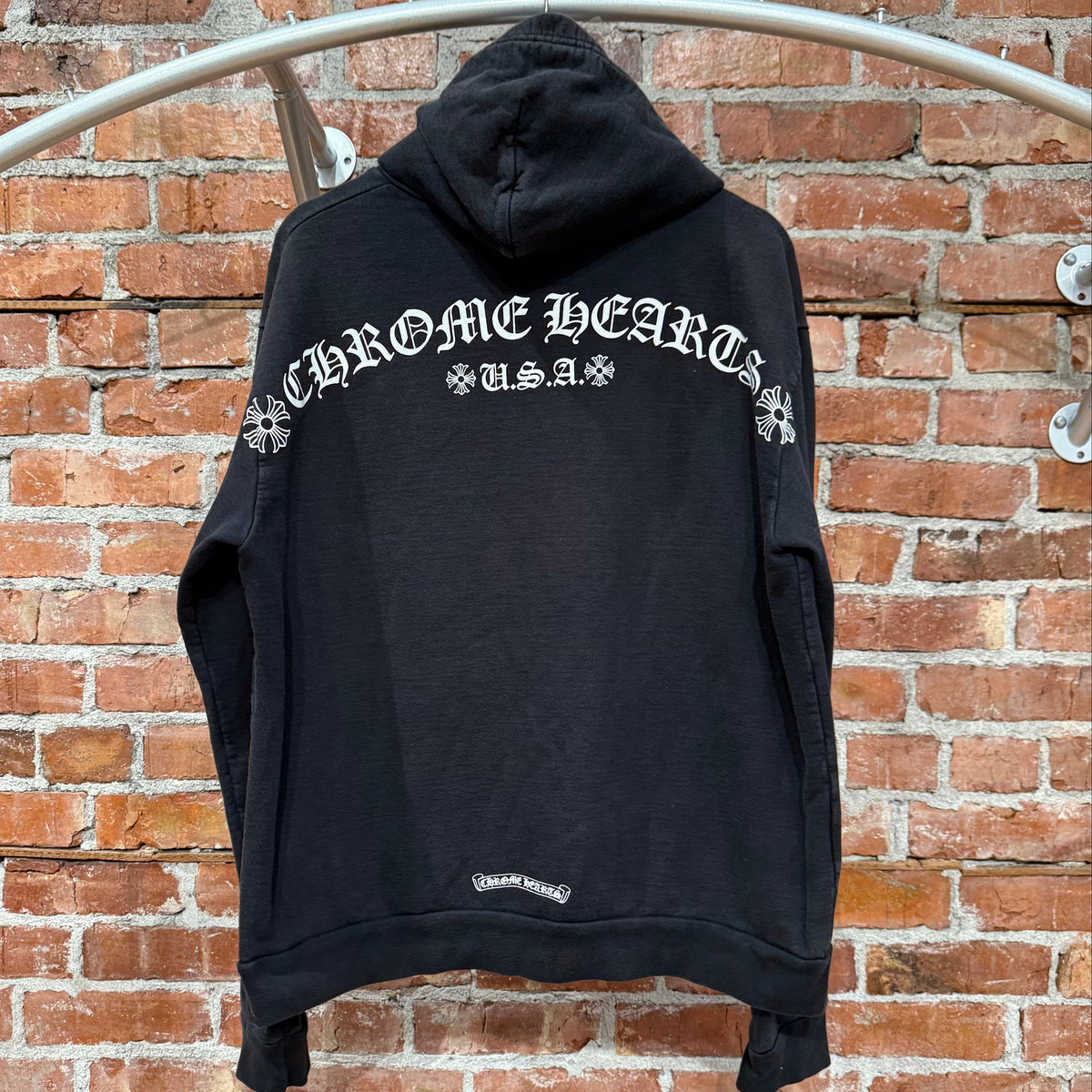 CHROME HEARTS FADED T-BAR ZIP HOODIE ‘BLACK’