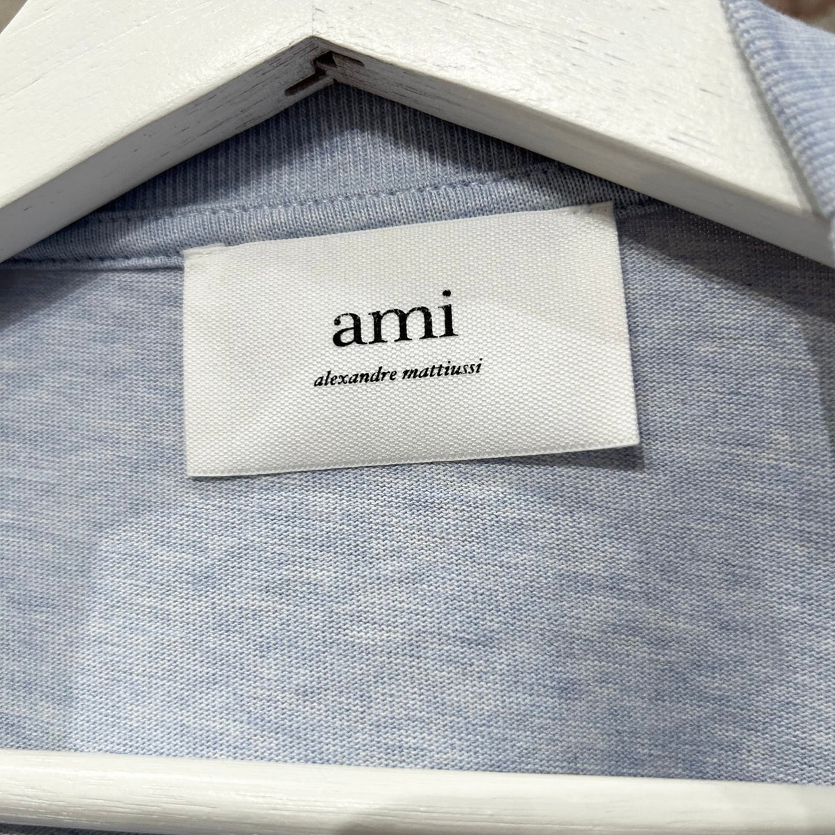 AMI PARIS HEART LOGO HEATHER TEE ‘BLUE’