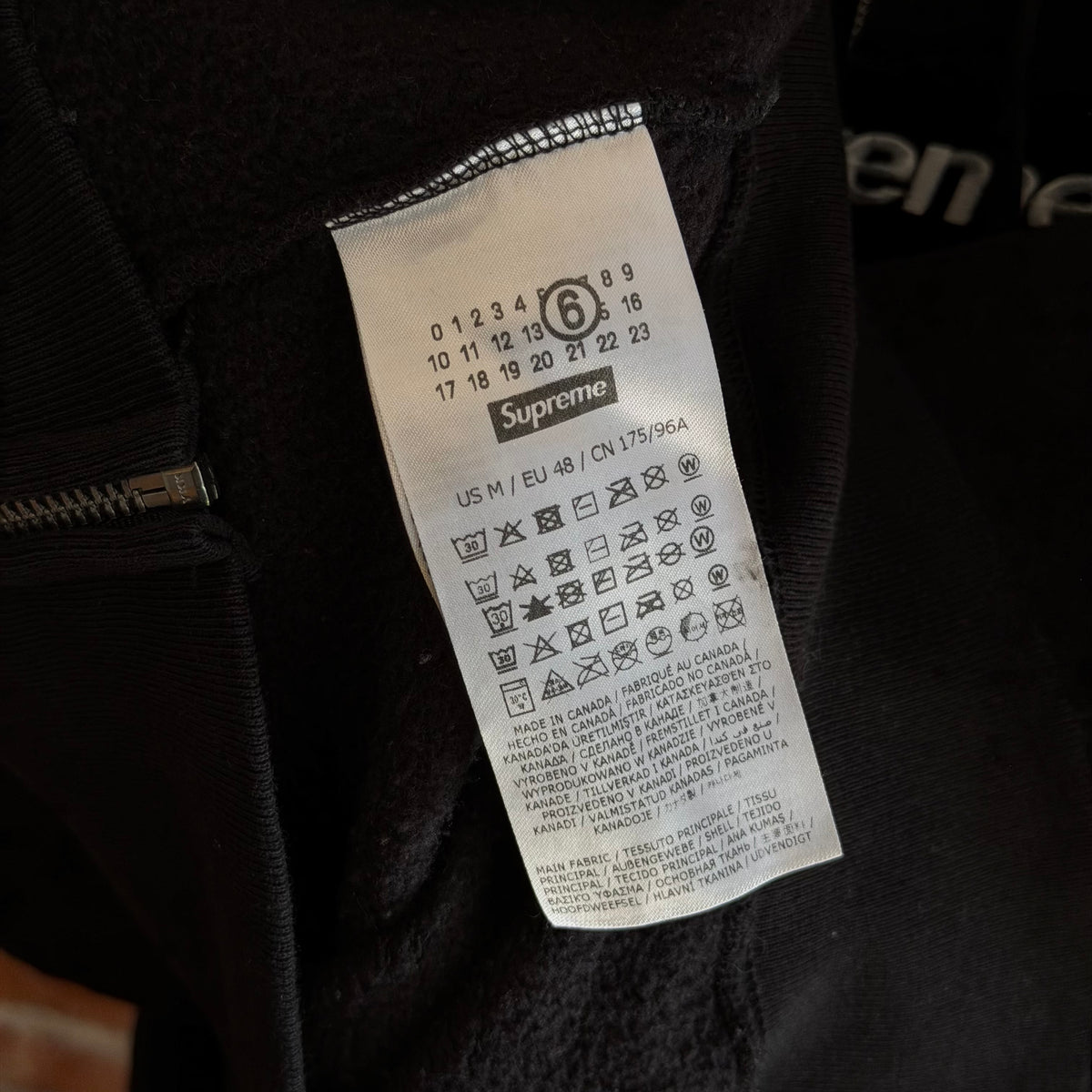 SUPREME SS26 MM6 MAISON MARGIELA BOX LOGO ZIP HOODIE ‘BLACK’