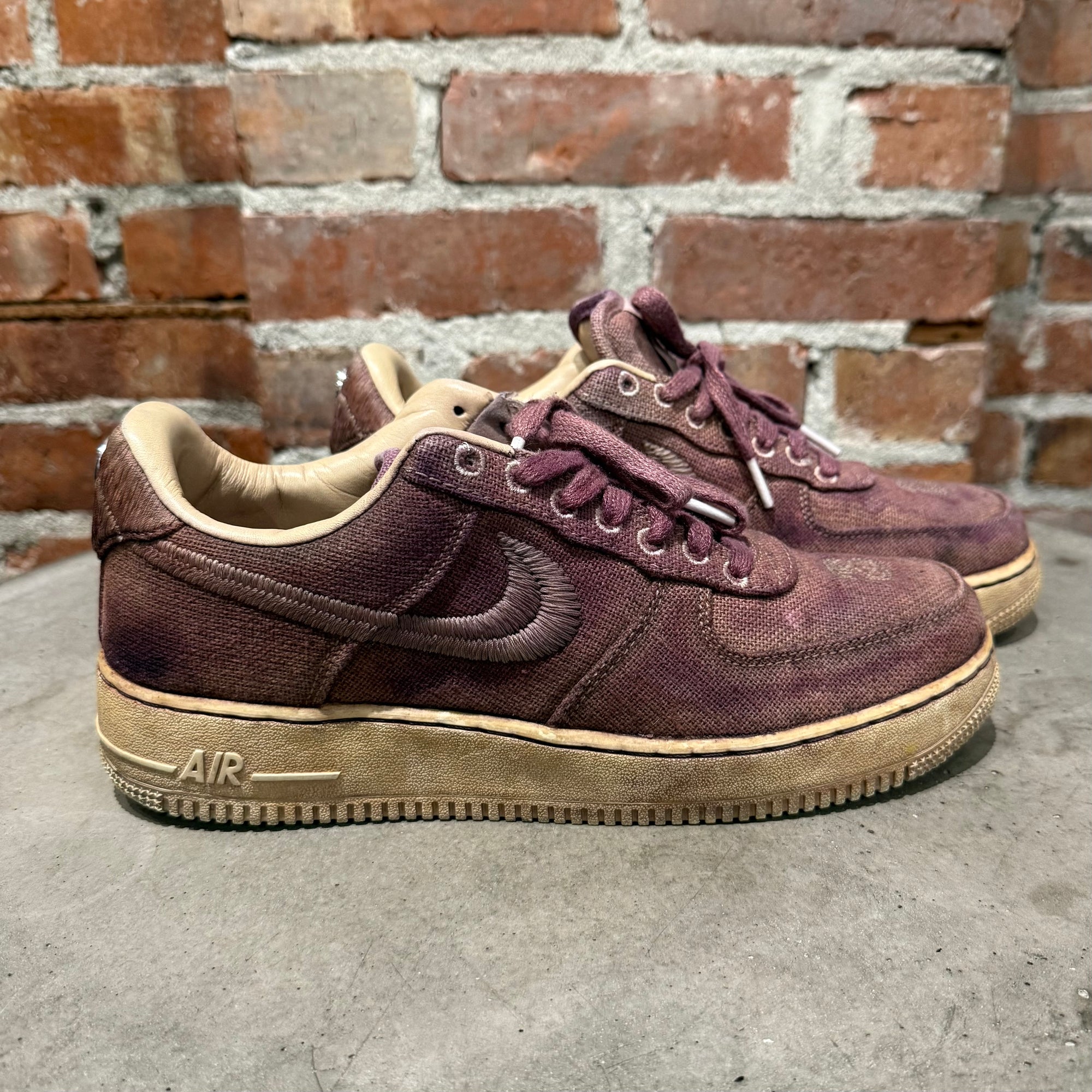 STUSSY X NIKE AIR FORCE 1 DYED SNEAKERS ‘MAUVE’