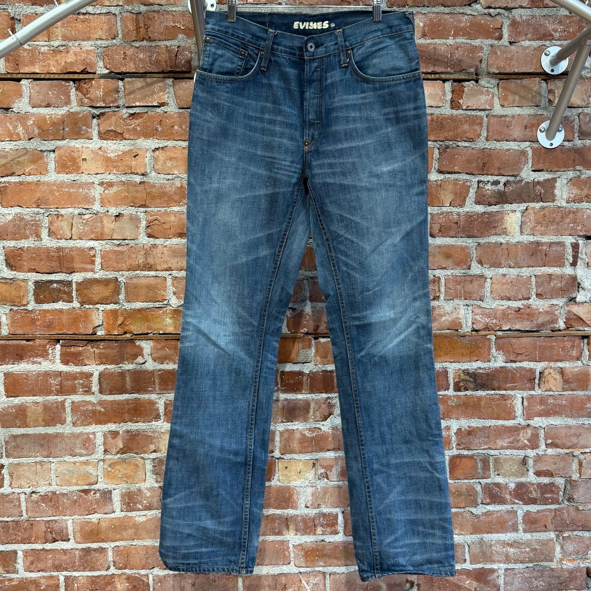 EVISU GENES THIN GULL SLIM STRAIGHT DENIM ‘FADED INDIGO/WHITE’