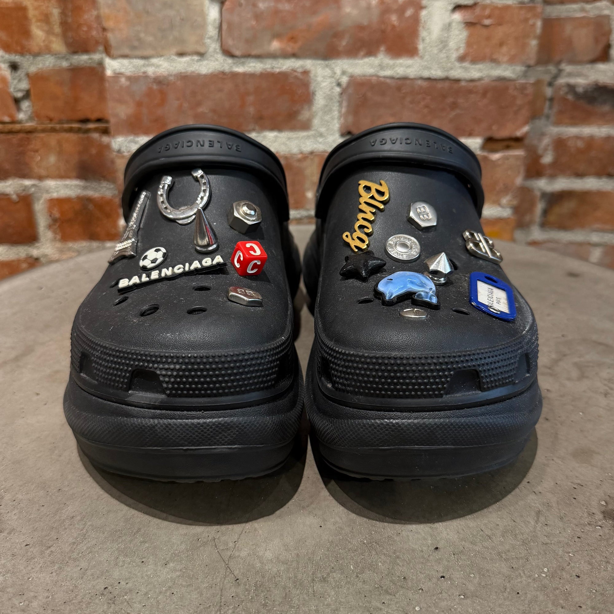BALENCIAGA X CROCS EMBELLISHED RUBBER MULES ‘BLACK’