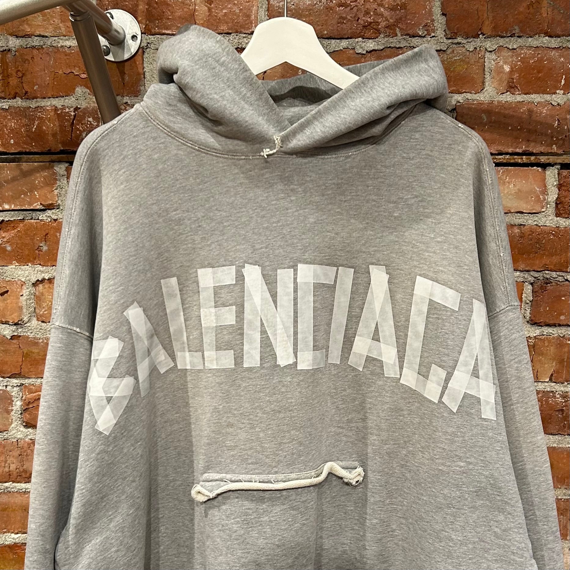 BALENCIAGA SS21 OVERSIZED TAPE HOODIE ‘GREY’