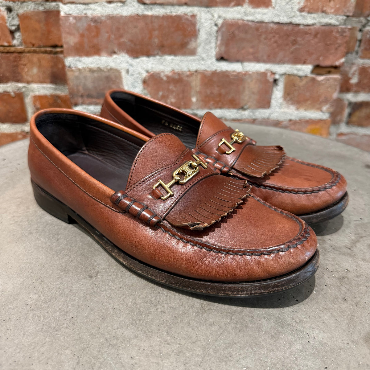 CELINE FRINGE TASSEL LUCO LEATHER LOAFERS ‘BROWN’