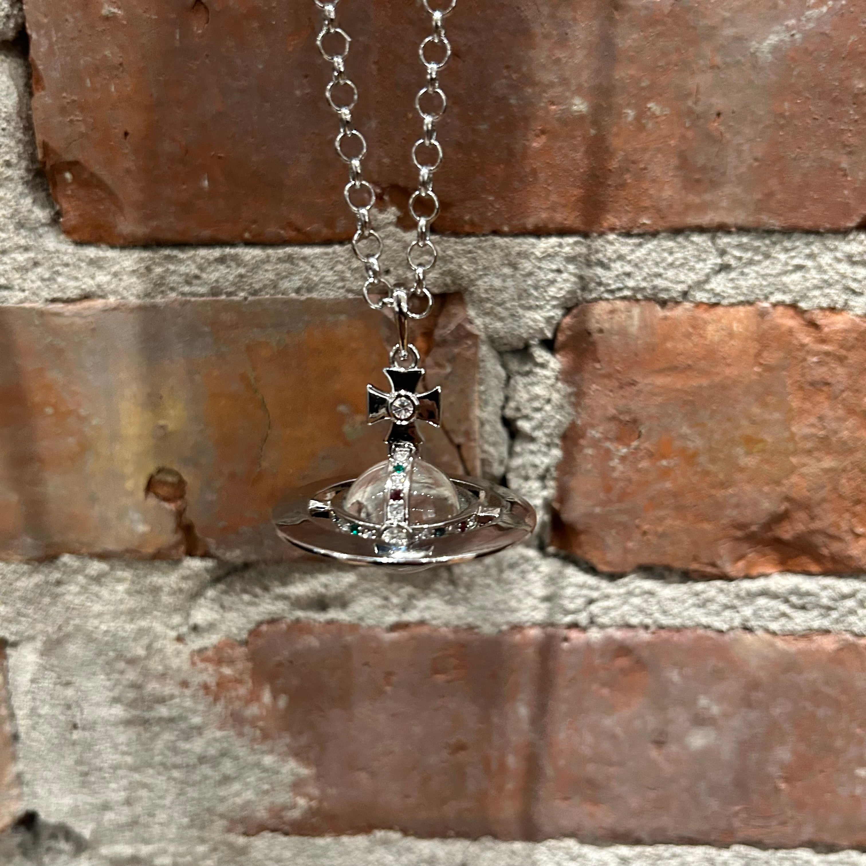 VIVIENNE WESTWOOD CLEAR BIG ORB NECKLACE 'SILVER' – Sadō Room