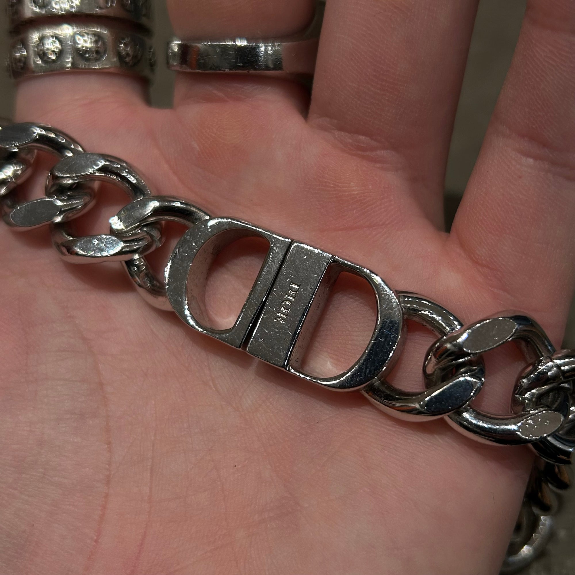DIOR CD ICON CHAIN NECKLACE 'SILVER'