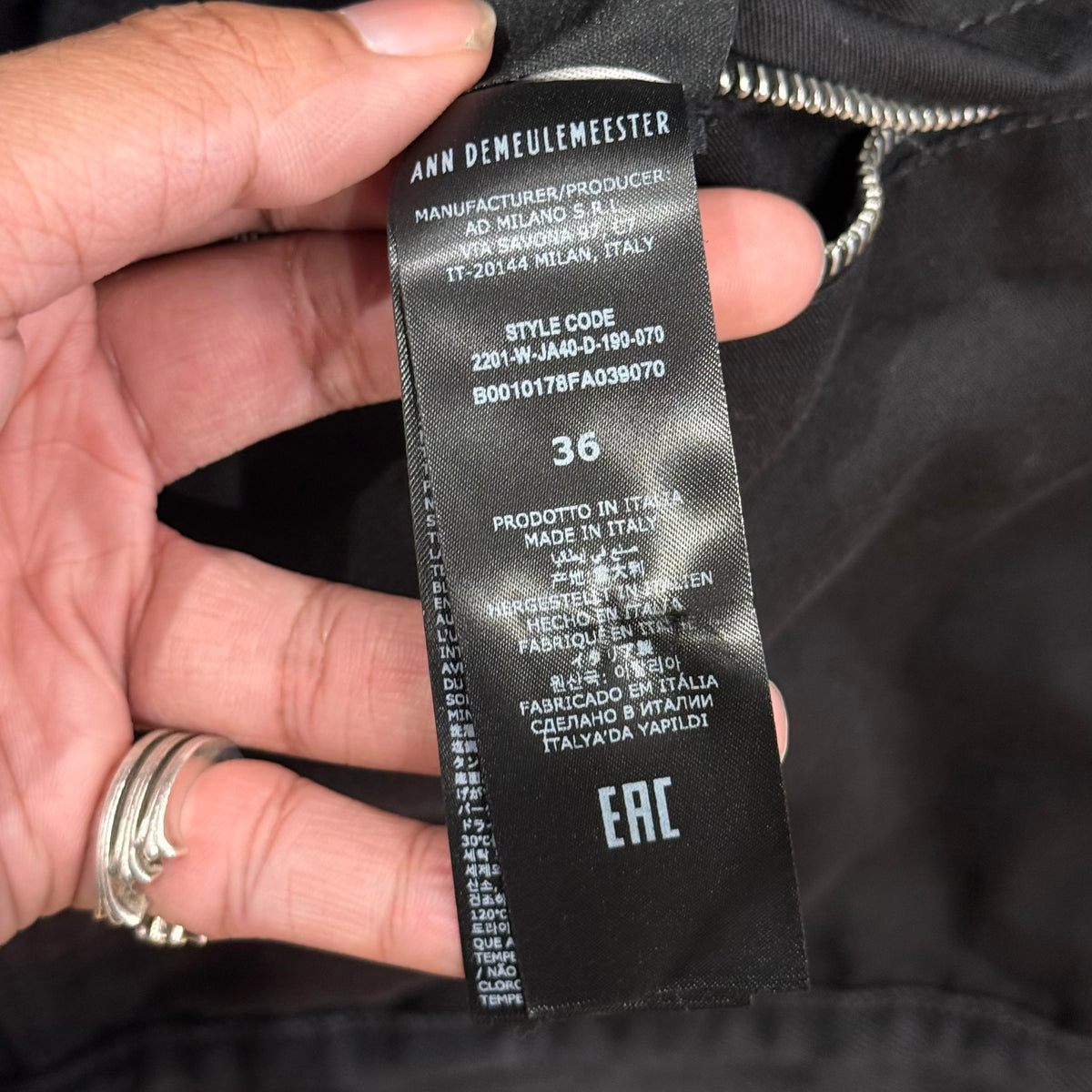 ANN DEMEULEMEESTER STANDARD RAF DENIM JACKET ‘BLACK’