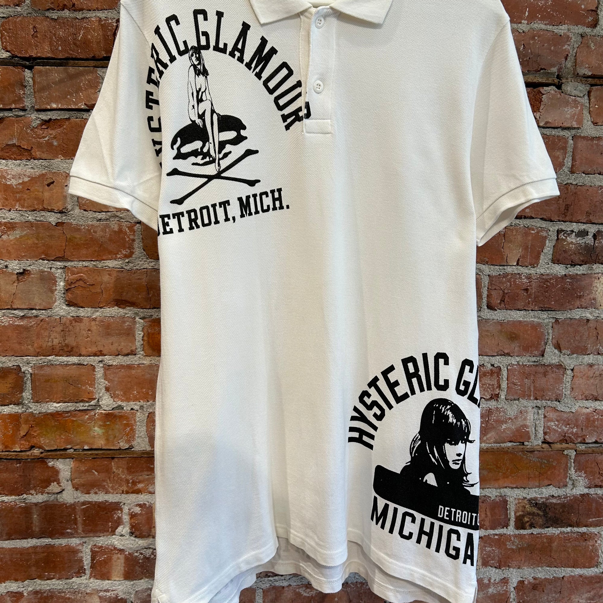 HYSTERIC GLAMOUR DETROIT PIN-UP POLO 'WHITE/BLACK'