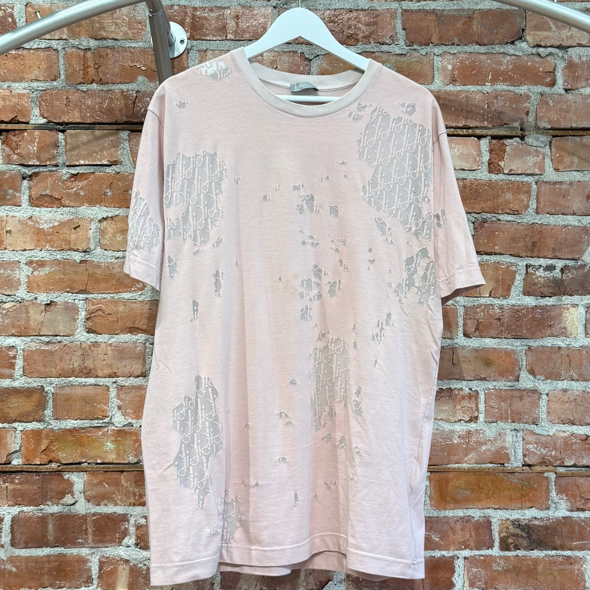 DIOR OBLIQUE LOGO DISTRESSED TEE ‘PINK’