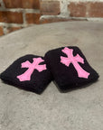 CHROME HEARTS PATENT LEATHER CROSS SWEATBANDS ‘BLACK/PINK’