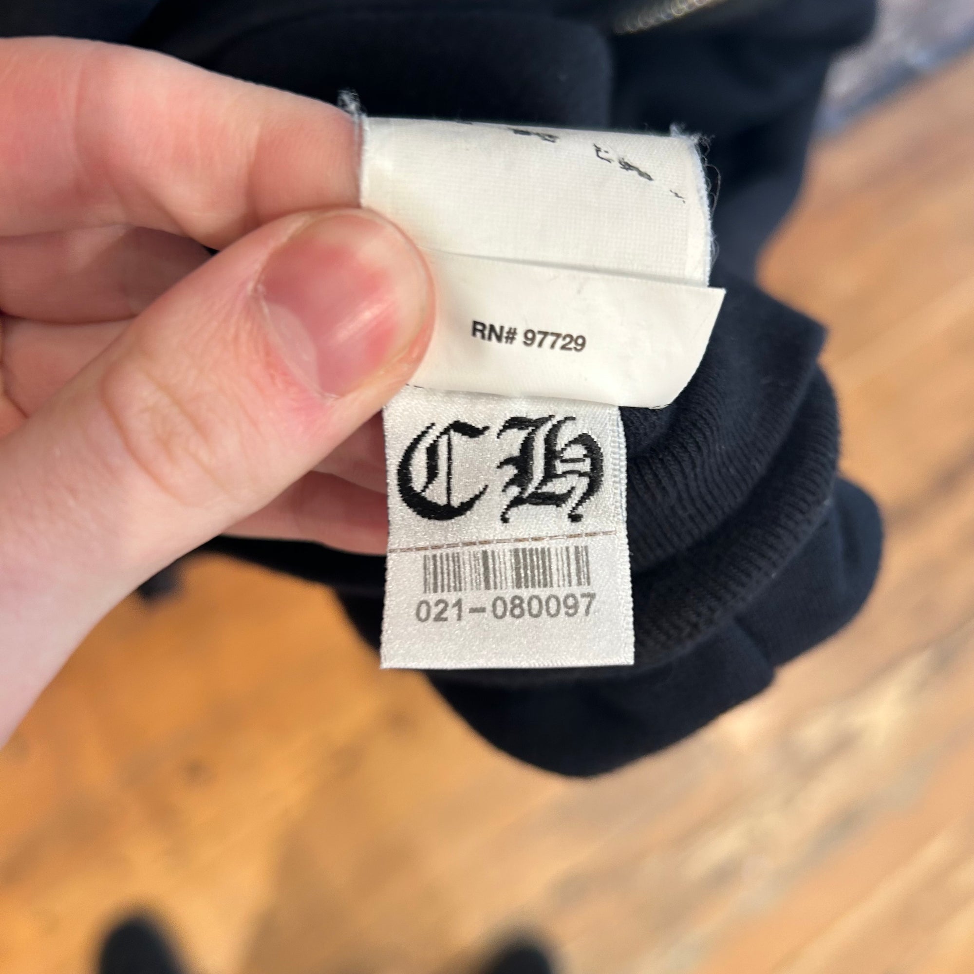 CHROME HEARTS SCROLL BANNER THERMAL ZIP HOODIE ‘BLACK’