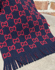 GUCCI GG PATTERN WOOL SCARF ‘NAVY’