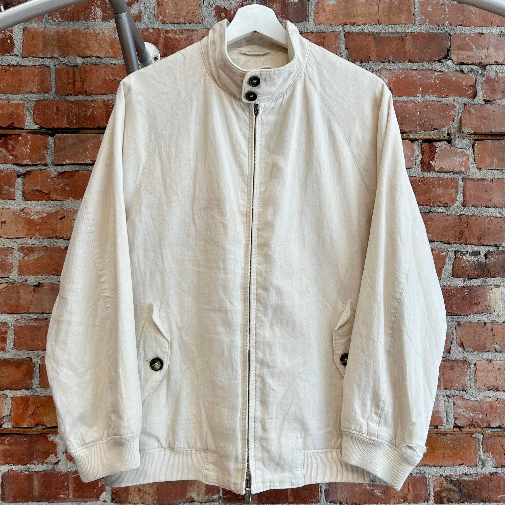 LORO PIANA 90S VINTAGE STORM SYSTEM HARRINGTON JACKET ‘CREAM’