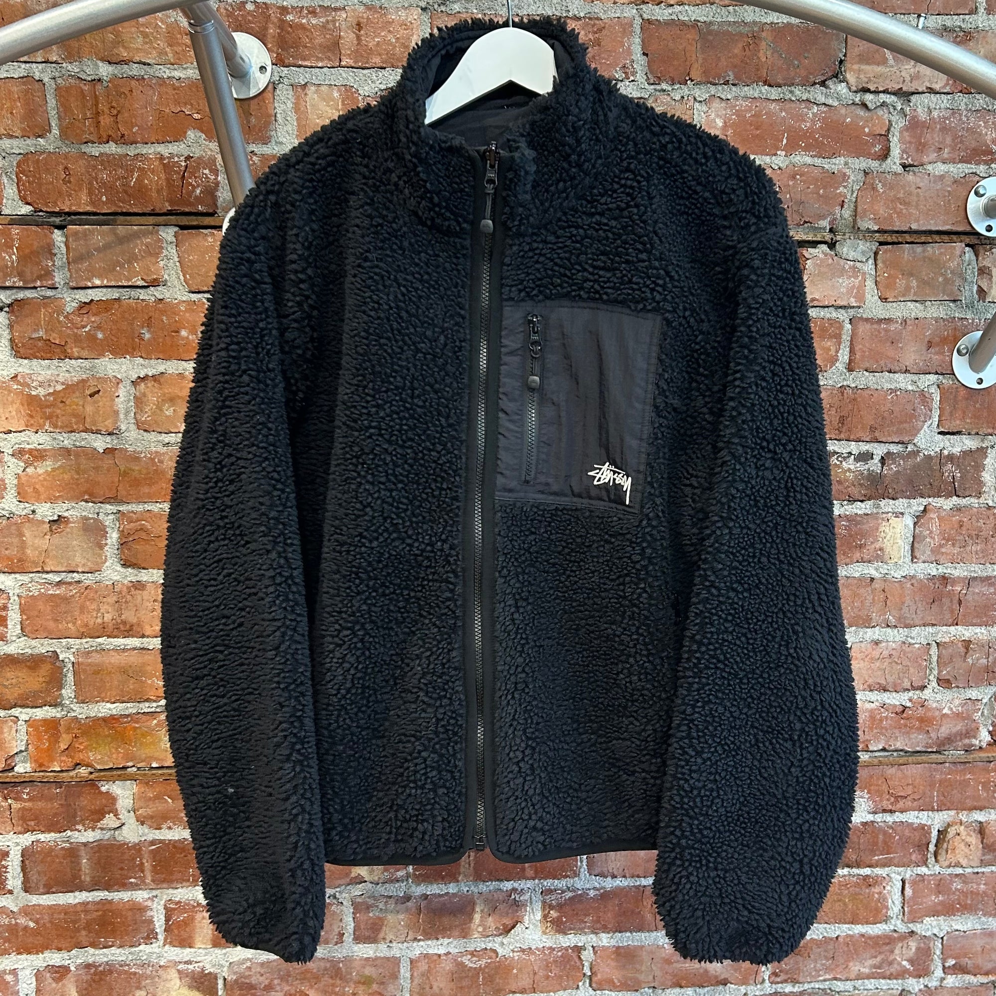 STUSSY REVERSIBLE FLEECE BOMBER JACKET ‘BLACK’