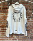 CHROME HEARTS HORSESHOE FLORAL ZIP HOODIE ‘WHITE’
