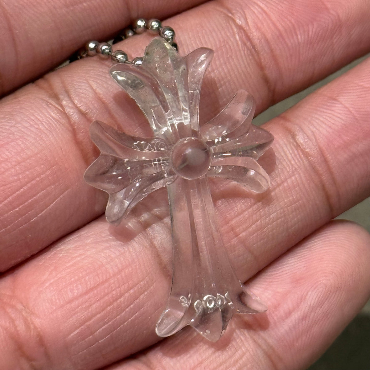 CHROME HEARTS SILICHROME CROSS NECKLACE ’CLEAR’