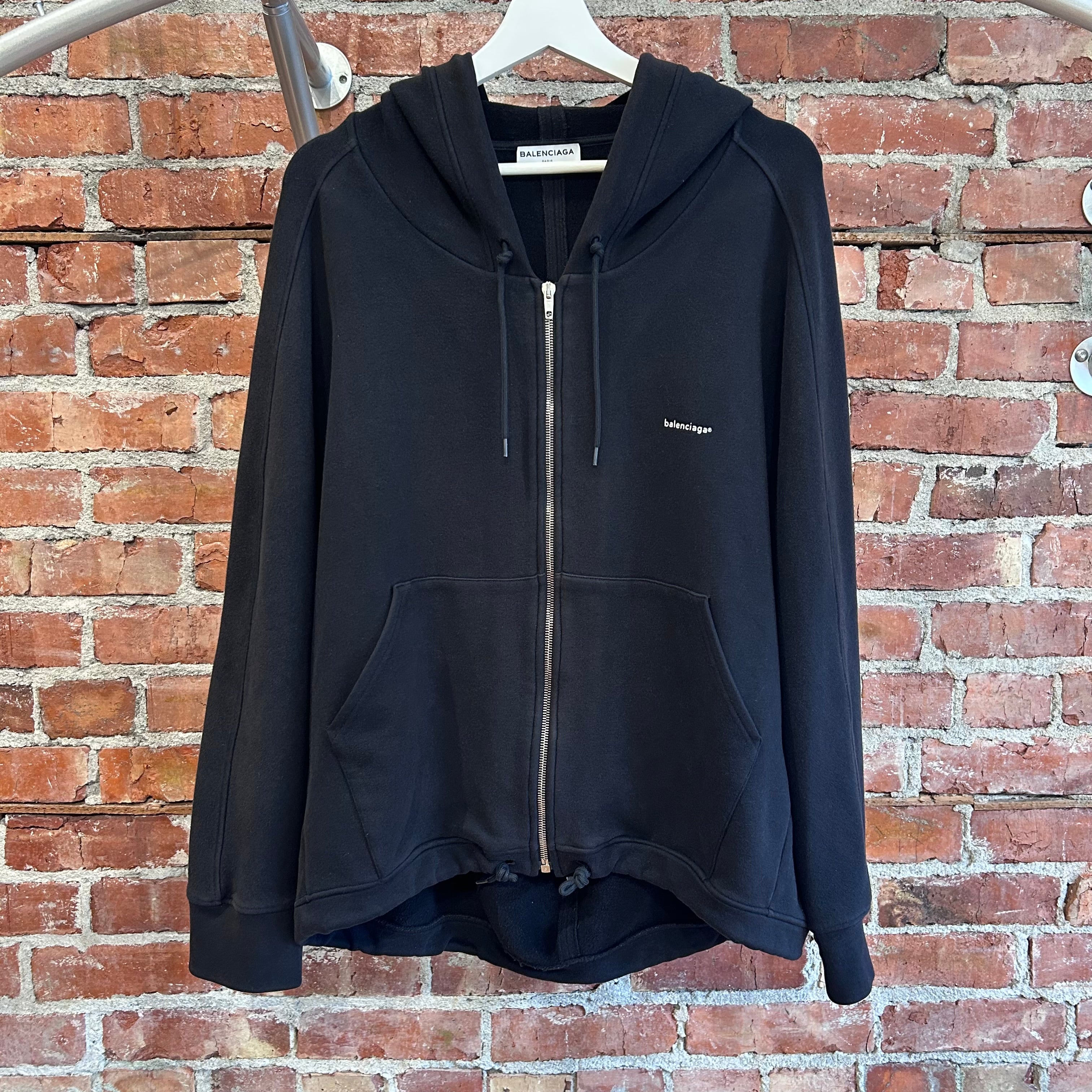 BALENCIAGA PREFALL 16 ARCHETPE C-SHAPE ZIP UP HOODIE 'BLACK BALENCIAGA PREFALL 16 ARCHETPE C-SHAPE ZIP UP HOODIE 'BLACK