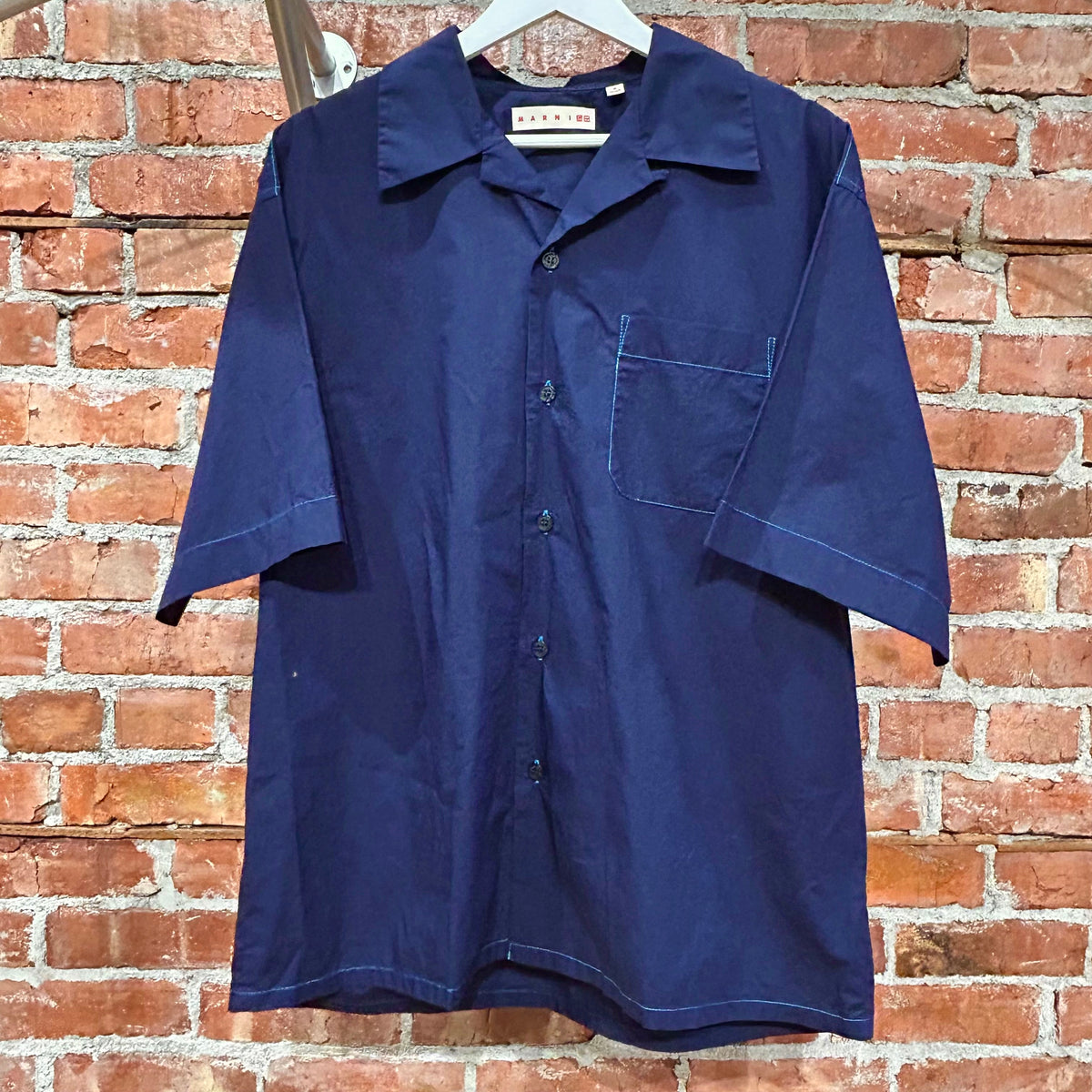 MARNI X UNIQLO OVERSIZED CAMP COLLAR SHIRT ‘NAVY’