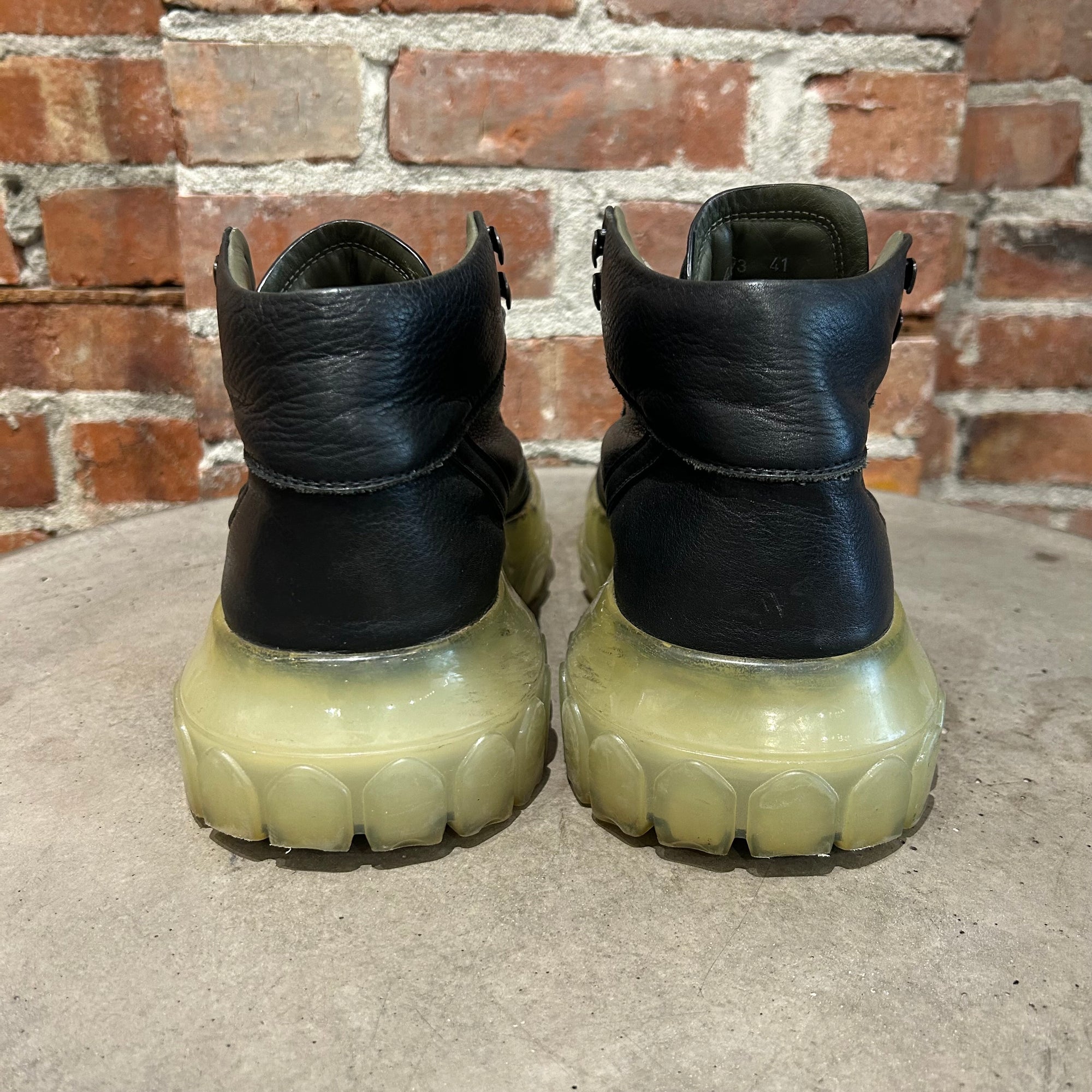 RICK OWENS TRANSPARENT TRACTOR LOW BOOTS ‘BLACK’