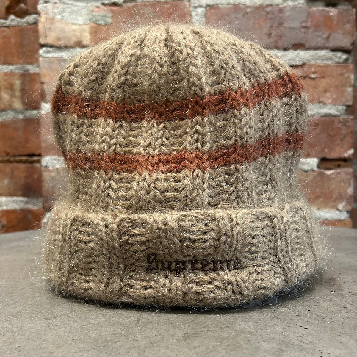 SUPREME FW24 BRUSHED STRIPE BEANIE 'CAMEL’