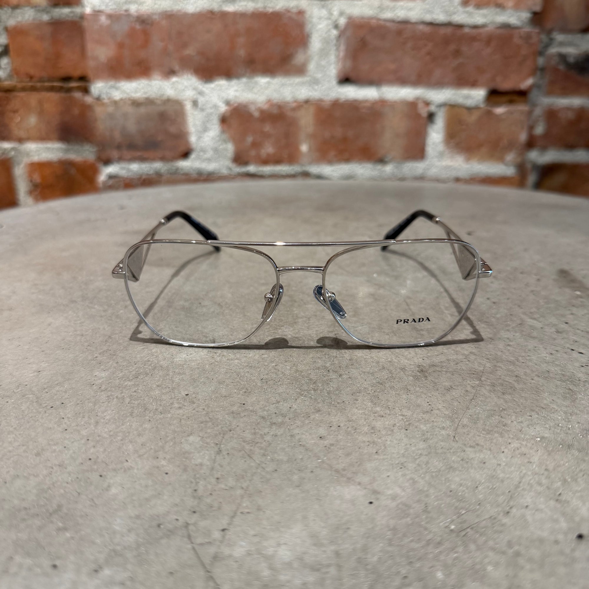PRADA TRIANGLE BADGE GLASSES 'SILVER/BLACK'