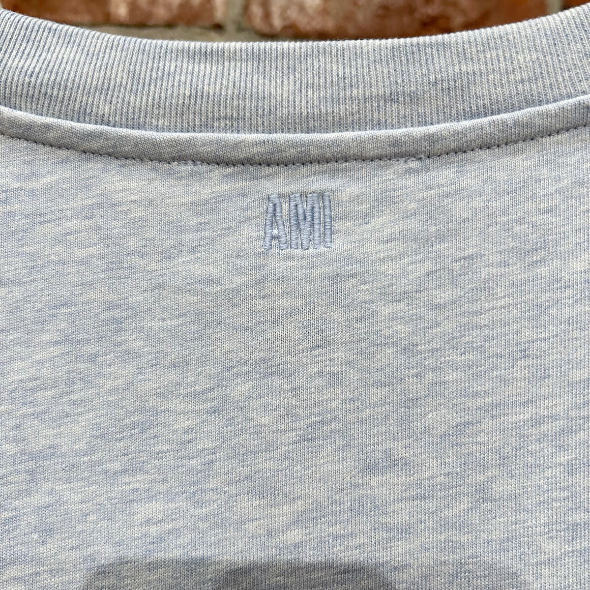 AMI PARIS HEART LOGO HEATHER TEE ‘BLUE’