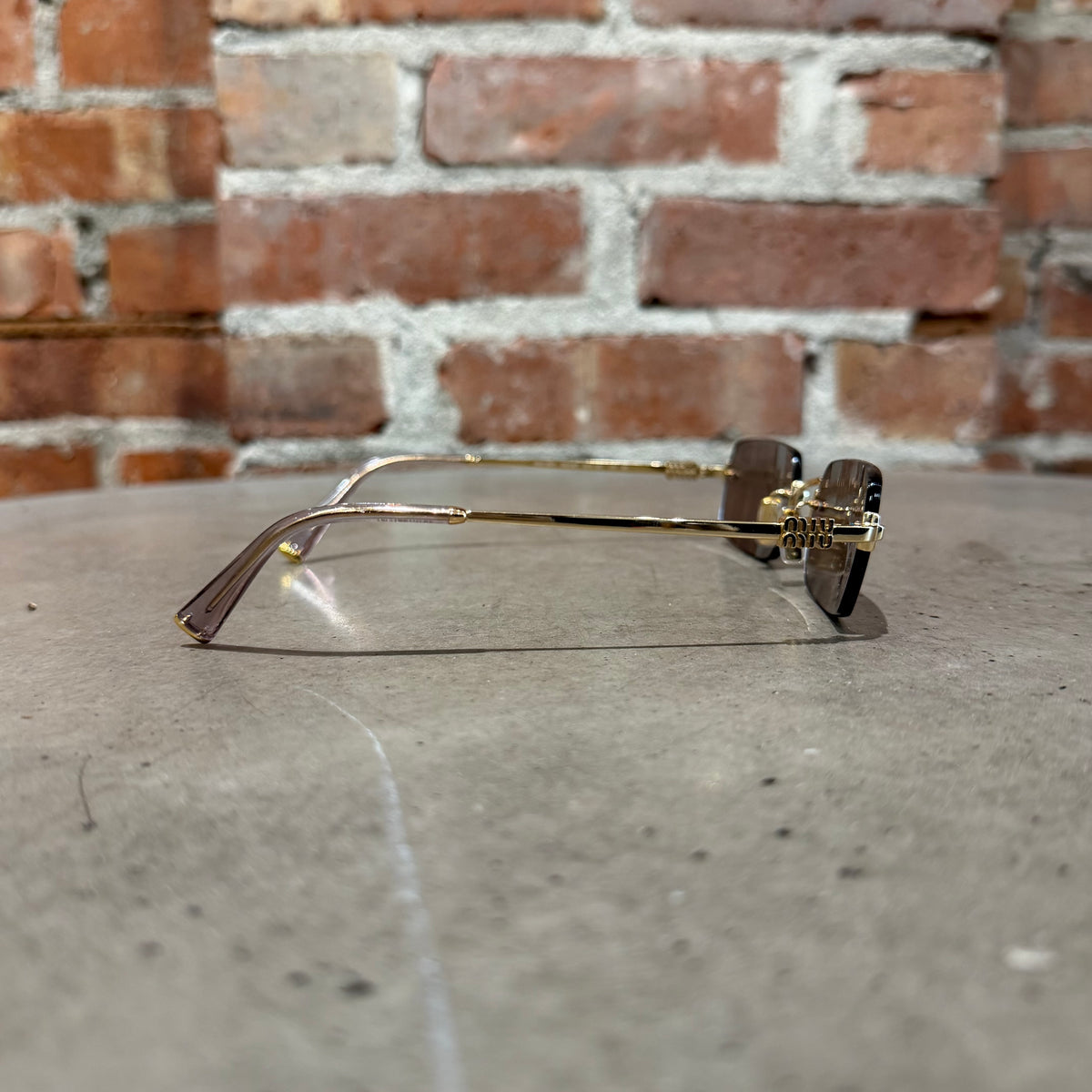 MIU MIU B50S RIMLESS SUNGLASSES ‘GOLD’