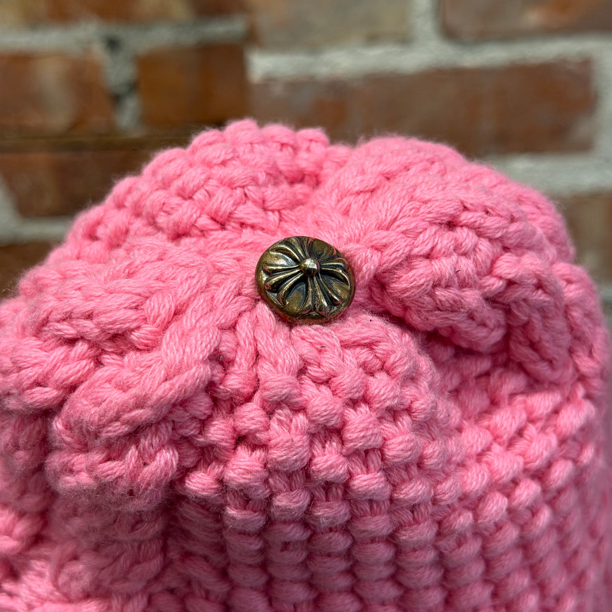 CHROME HEARTS CASHMERE CROSS PATCH BEANIE ‘PINK’