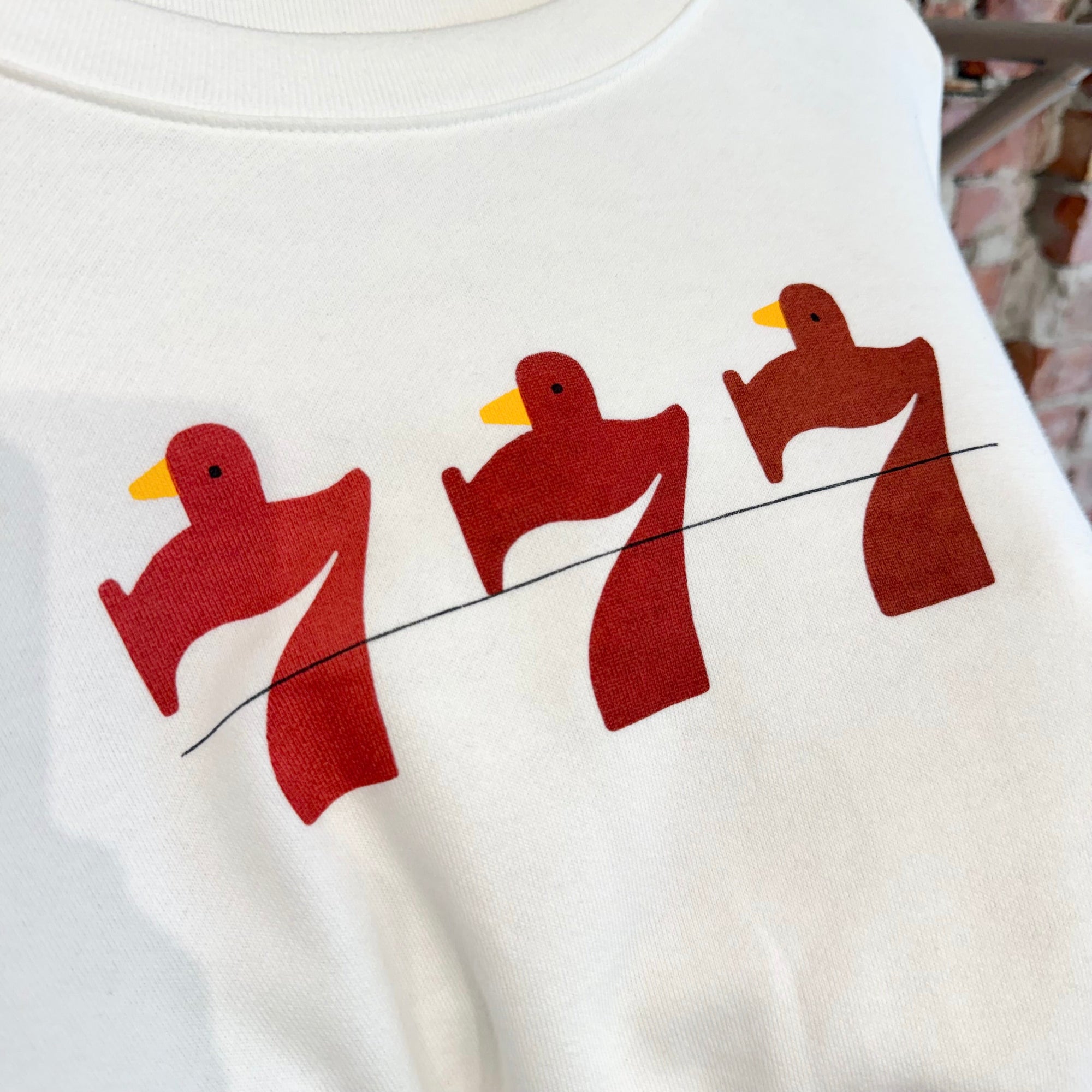 KAPITAL LUCKY BATTERY BIRD CREWNECK ‘WHITE’