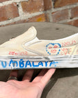 PALY HOLLYWOOD 1 OF 1 HAND PAINTED VANS SLIP ONS ‘WHITE’