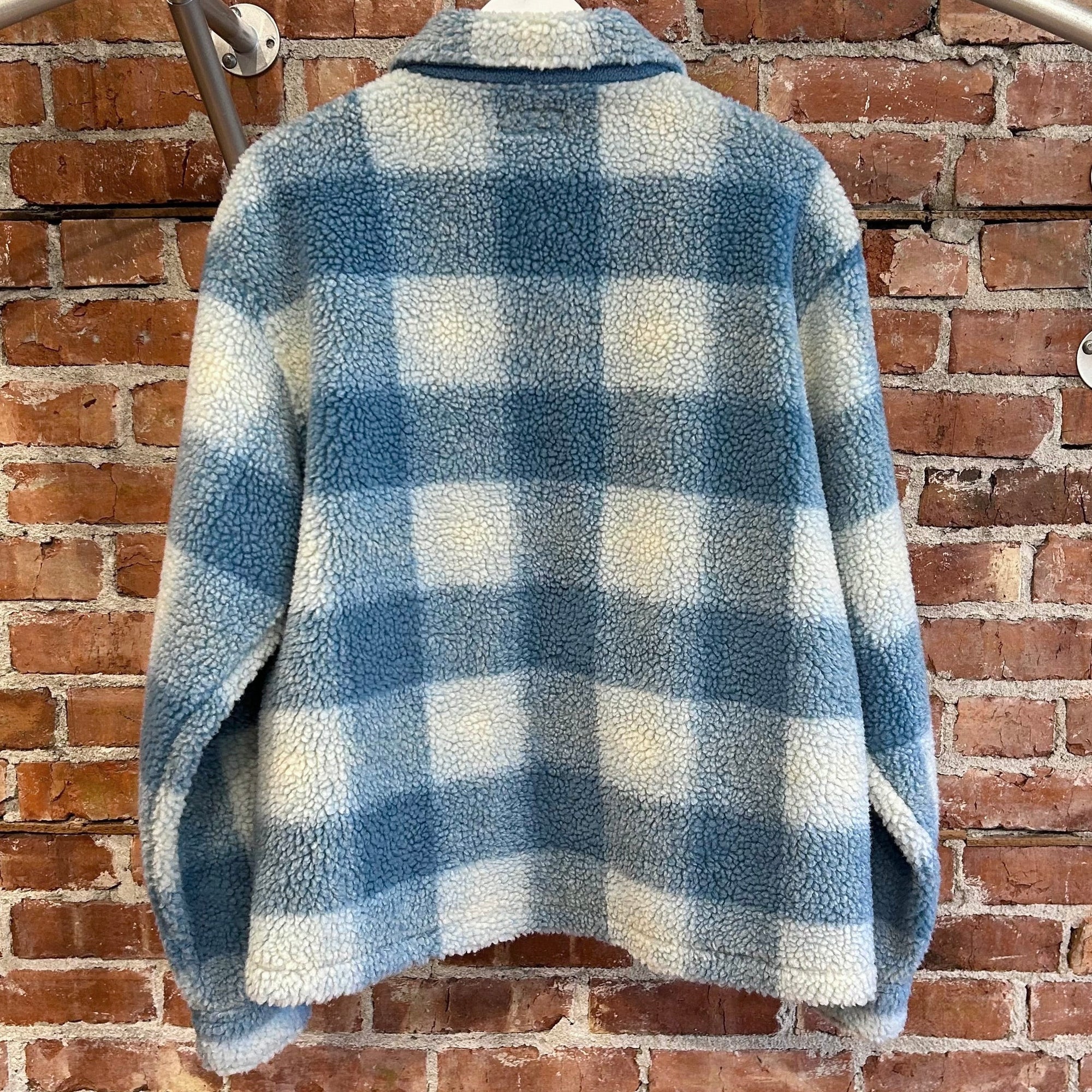 STUSSY SHERPA SHADOW PLAID ZIP JACKET ‘BLUE’