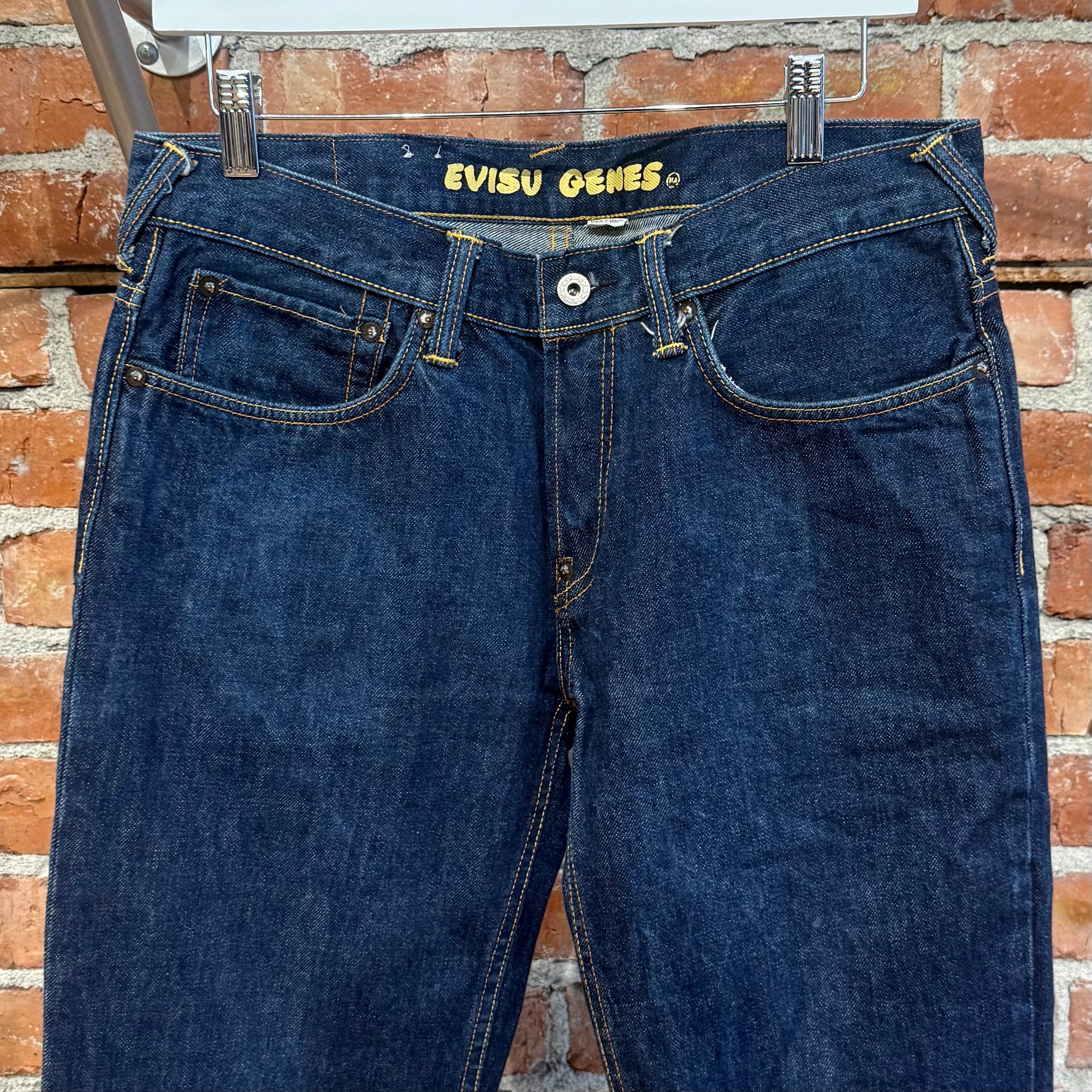 EVISU GENES THIN GULL SLIM STRAIGHT DENIM ‘INDIGO/IVORY’