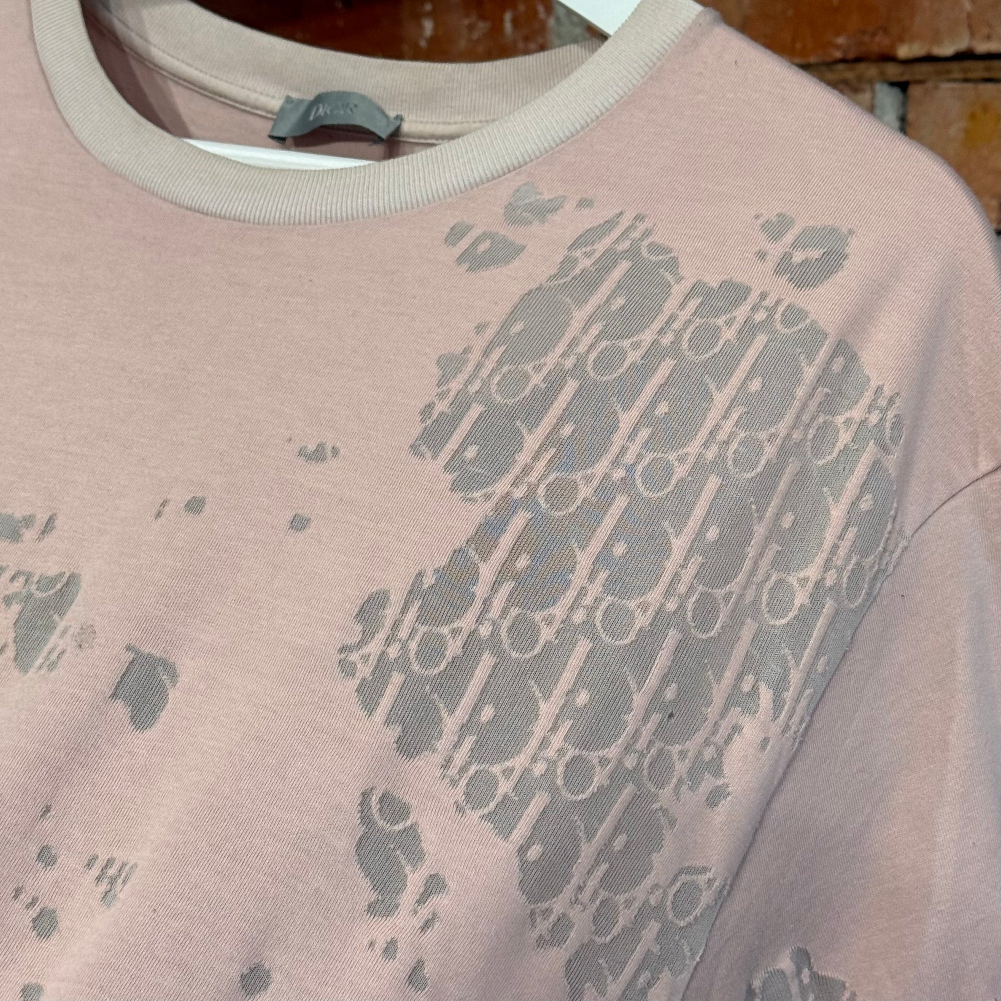 DIOR OBLIQUE LOGO DISTRESSED TEE ‘PINK’