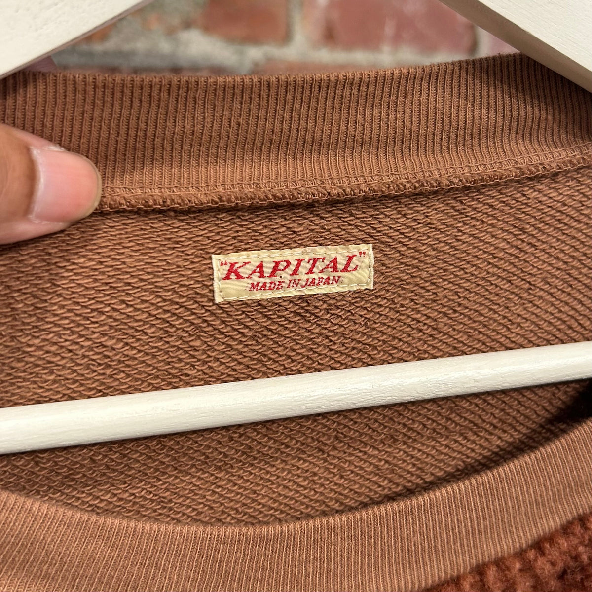 KAPITAL GRIZZLY FLEECE SMILEY CREWNECK ‘TERRACOTTA’