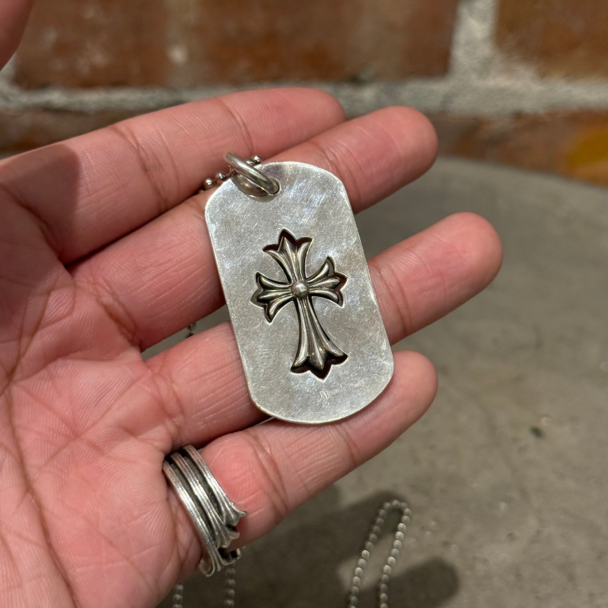 CHROME HEARTS CROSS DOG TAG NECKLACE ‘SILVER’