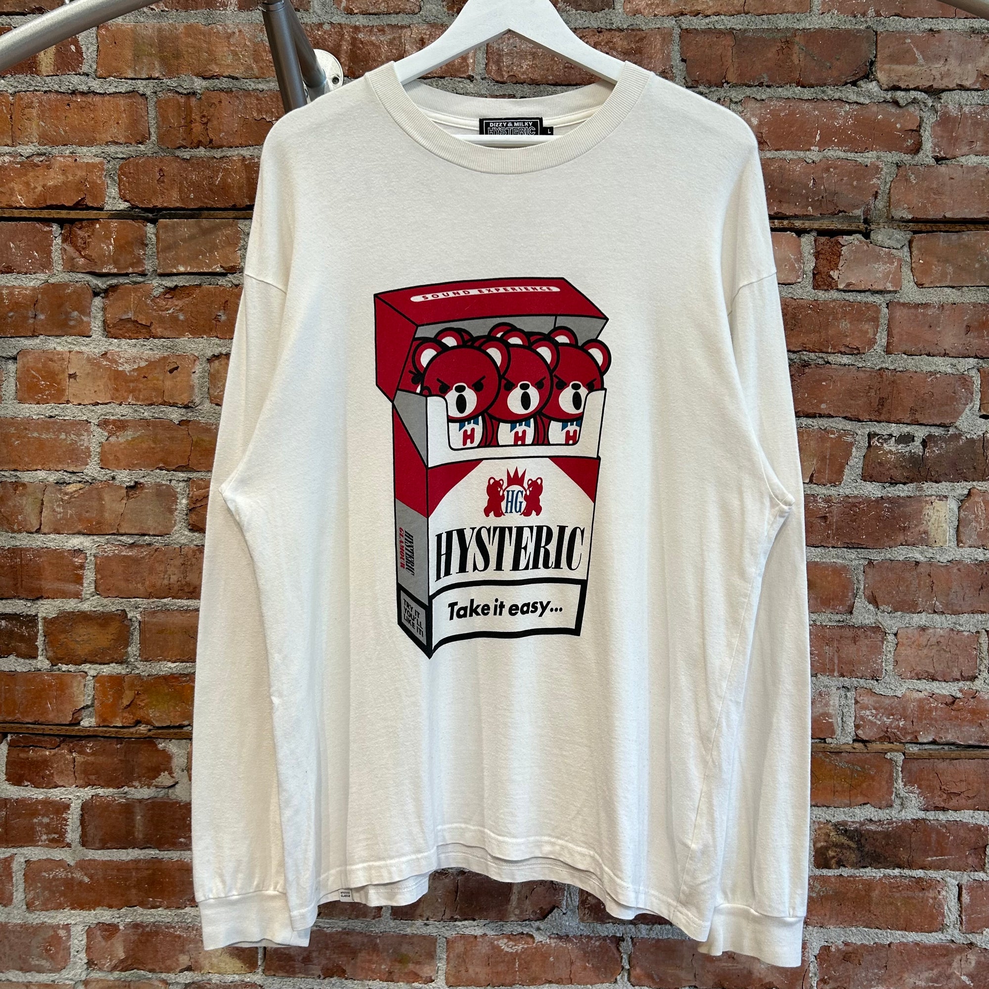 HYSTERIC GLAMOUR SMOKING BEAR LONGSLEEVE 'WHITE/RED'