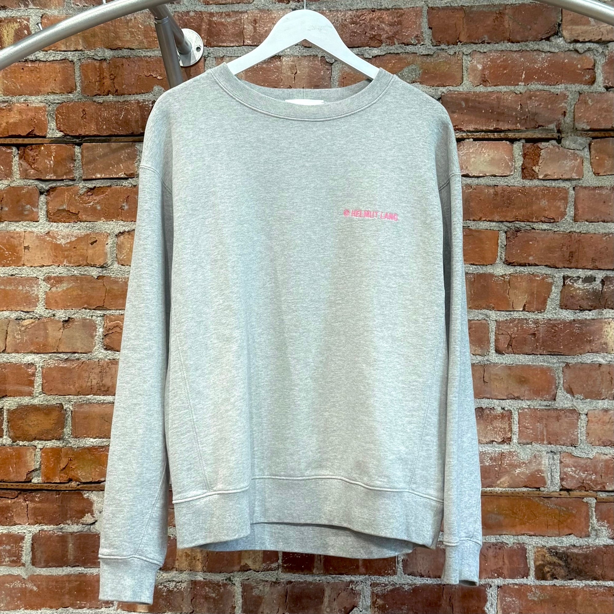HELMUT LANG EMBROIDERED WORDMARK CREWNECK ‘GREY’