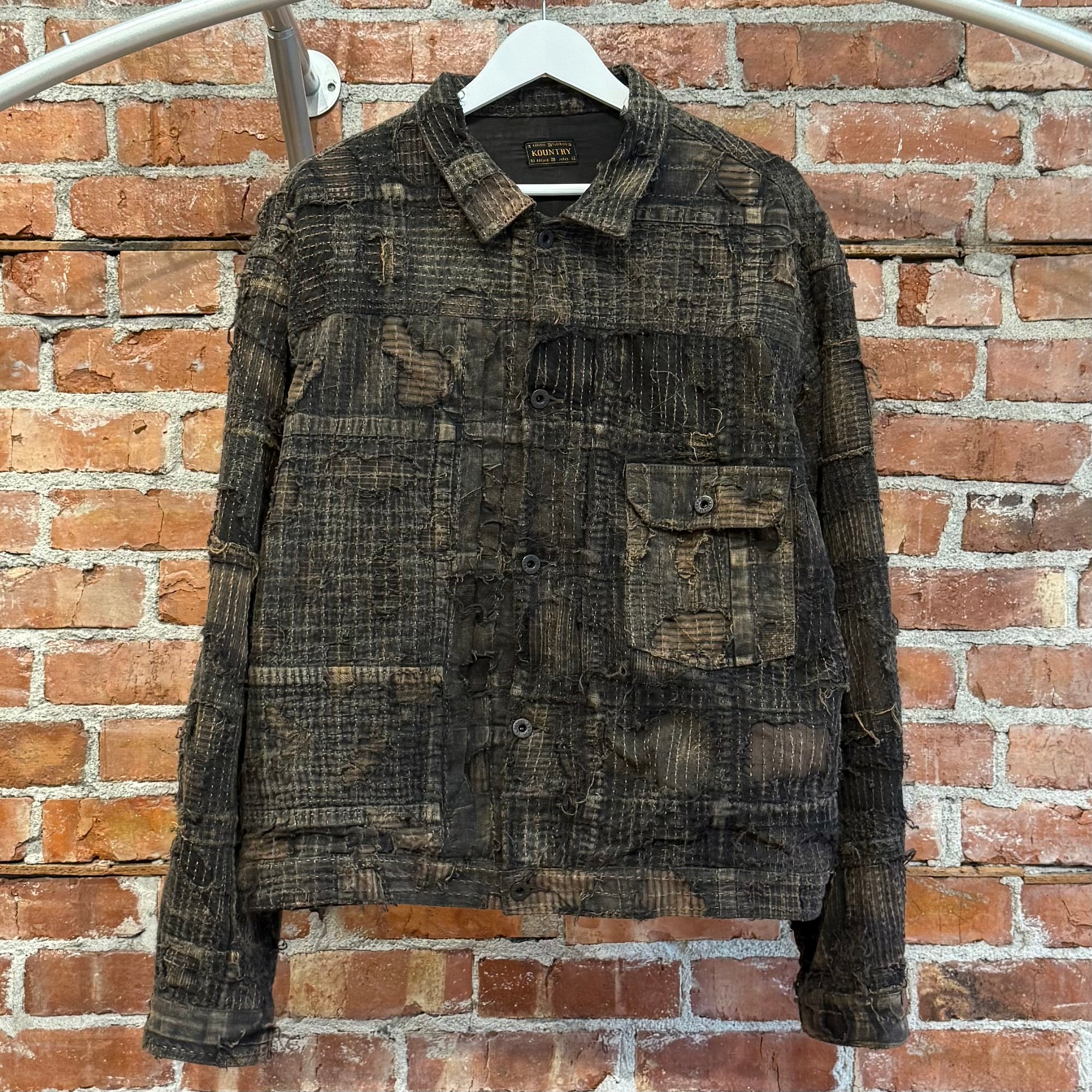 KAPITAL BORO TEA CORE TYPE-1 DENIM JACKET ‘BLACK/BROWN’
