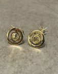 VIVIENNE WESTWOOD GOLD MICRO ORB EARRINGS 'CLEAR'