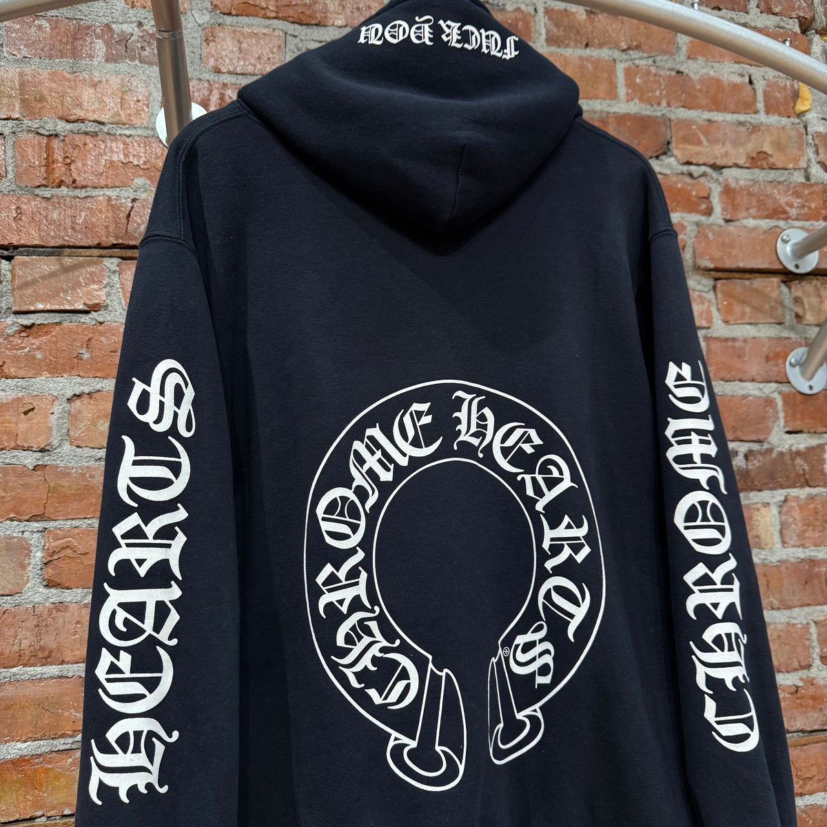 CHROME HEARTS VINTAGE THERMAL HORSESHOE ZIP HOODIE ‘BLACK’