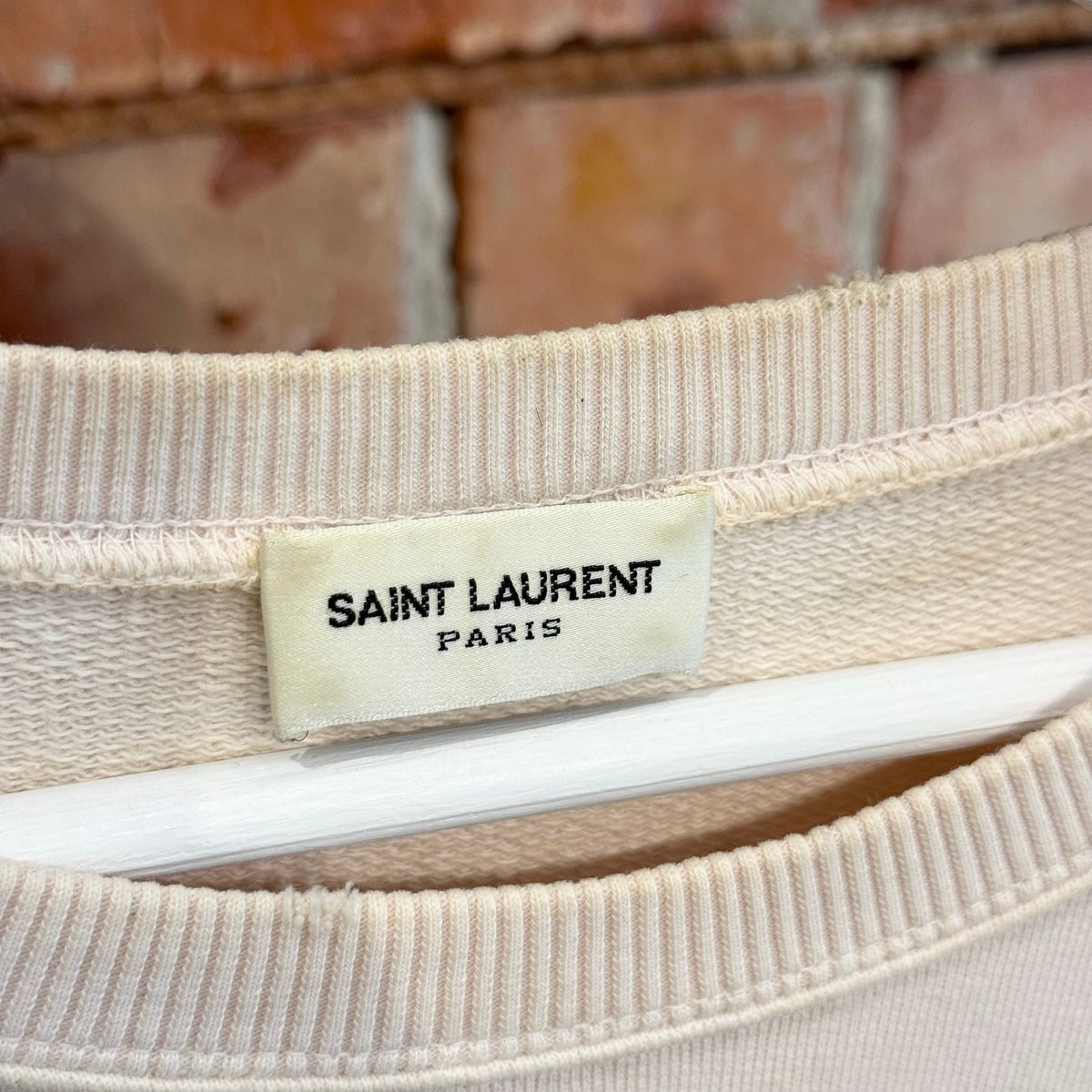 SAINT LAURENT SS17 MINI LOGO CREWNECK ‘CREAM’